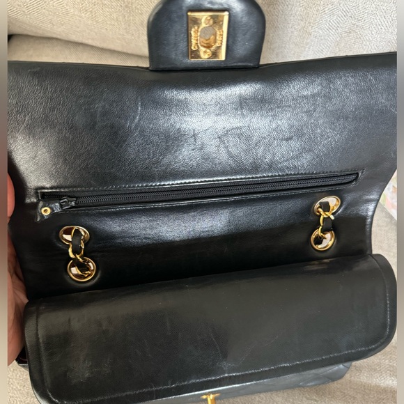 Vintage 18k Chanel double flap classic medium bag black - Picture 4 of 10